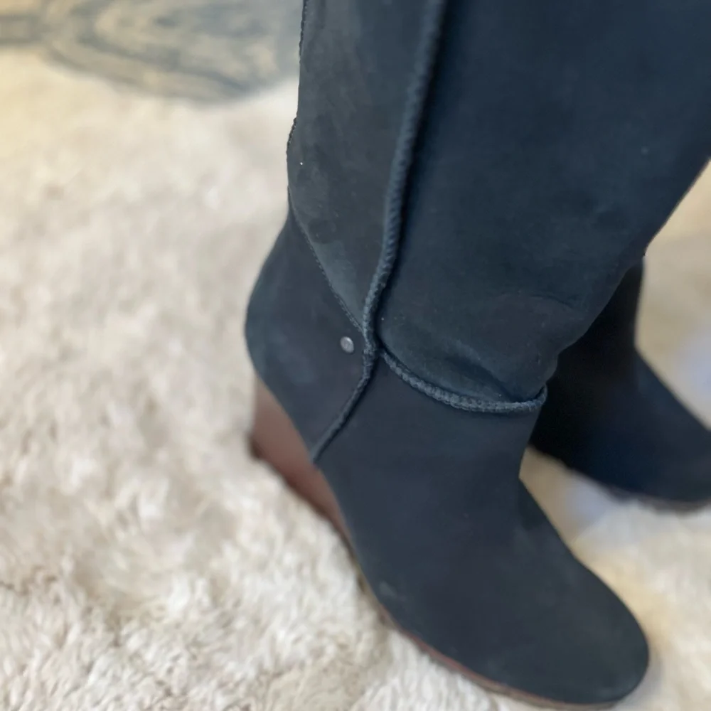 UGG Black Tall Wedge Winter Boots - Picture 7 of 16